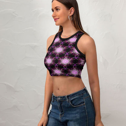 Geo-Graphic 01: Electric Petals Cropped Slim Fit Tank Top