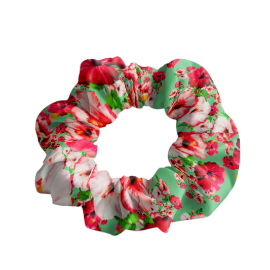 TRP Floral Prints (03): Hibiscus Flowers (01-02) "Deshe Abundance" | Satin Scrunchie