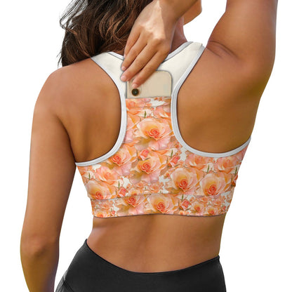 Floral Embosses (03-01): Apricot Bloom Essential | Sports Bra
