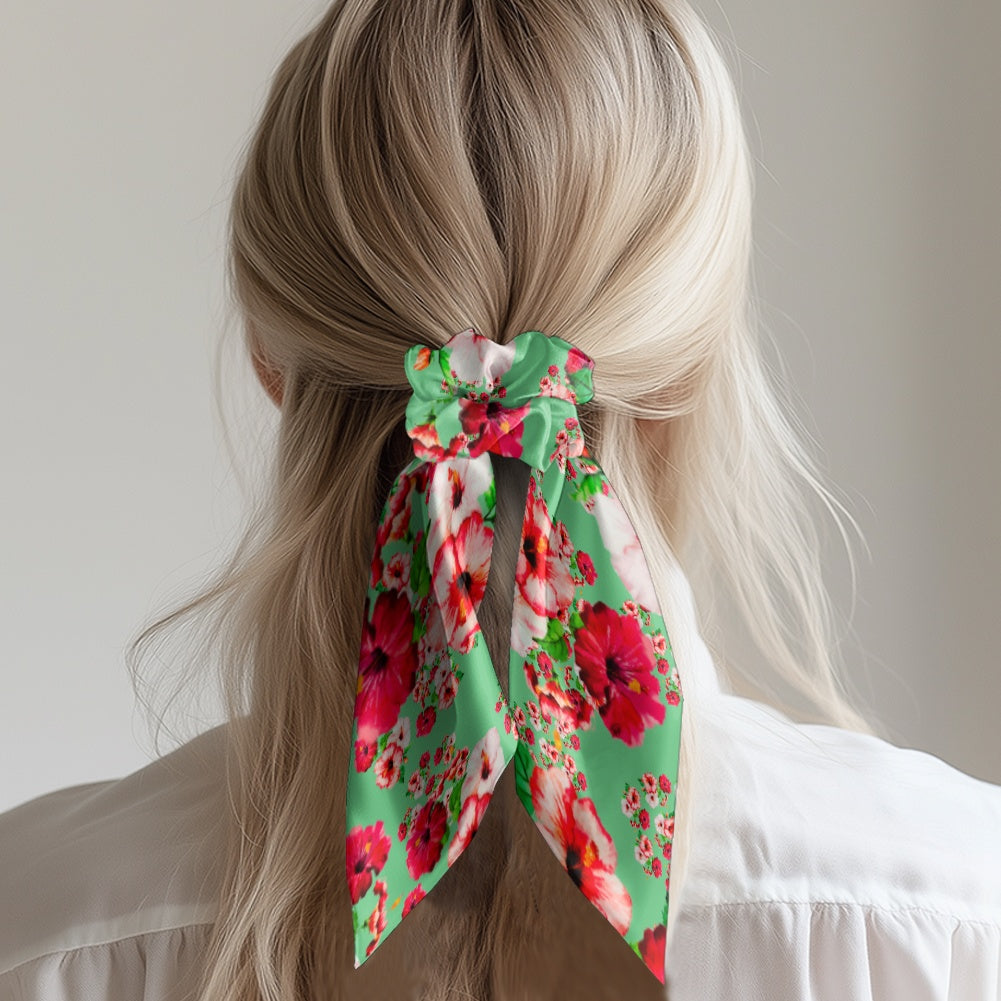 TRP Floral Prints (03): Hibiscus Flowers (01-02) "Deshe Abundance" | Satin Scarf Scrunchie
