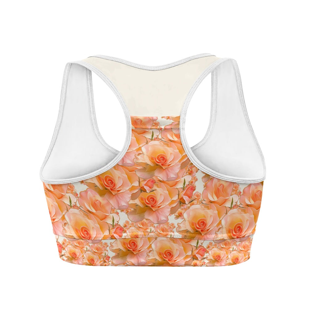 Floral Embosses (03-01): Apricot Bloom Essential | Sports Bra