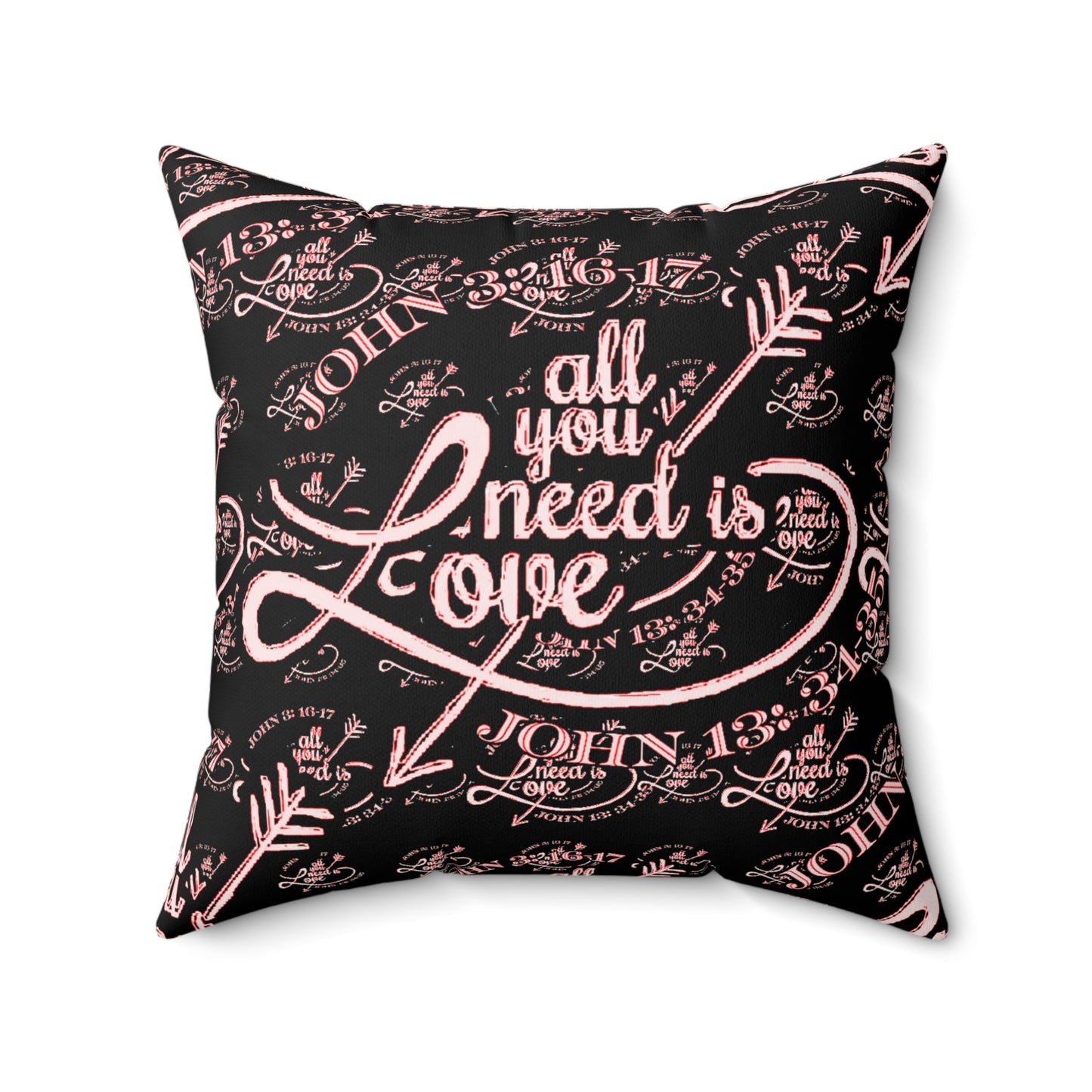 Illustrated Truth 02-01 "All You Need is Love" Faux Suede Square Throw Pillow (4 sizes)