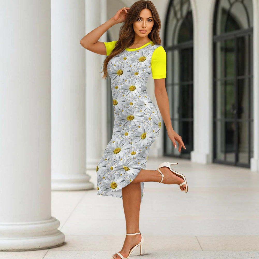 TRP Floral Prints (08): Charming English Daisies | Bodycon Midi Dress