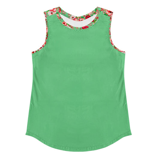 TRP Floral Prints (03): Hibiscus Flowers (01-02) "Deshe Abundance" | Muscle Tank | EmeraldGreen