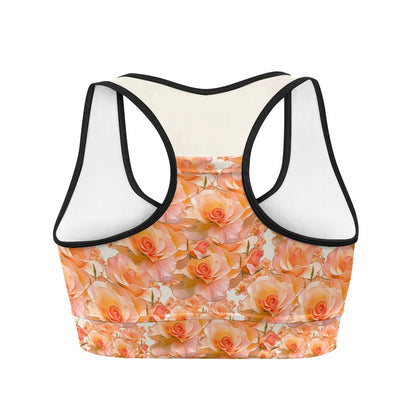 Floral Embosses (03-01): Apricot Bloom Essential | Sports Bra