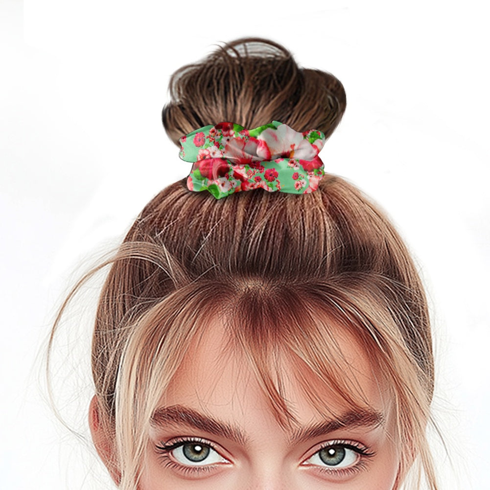 TRP Floral Prints (03): Hibiscus Flowers (01-02) "Deshe Abundance" | Satin Scrunchie