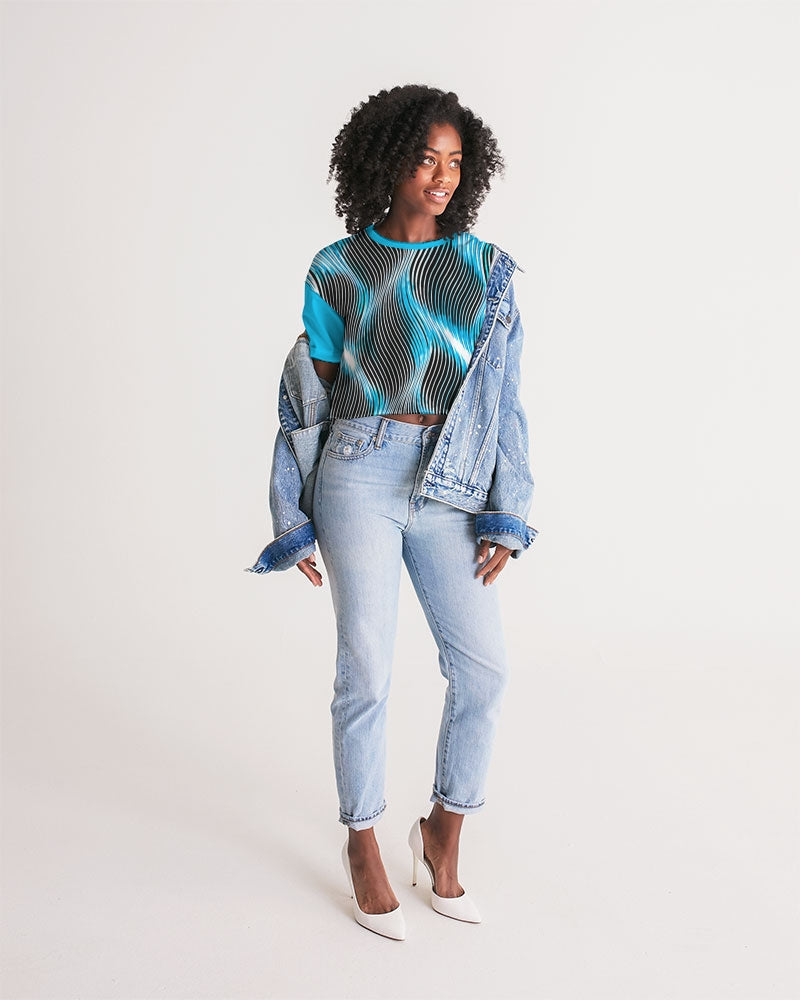 Orot (The Lights) Series (01-03): Mayim Chayim (Living Waters) | Drop Shoulder Raw Hem Crop Top