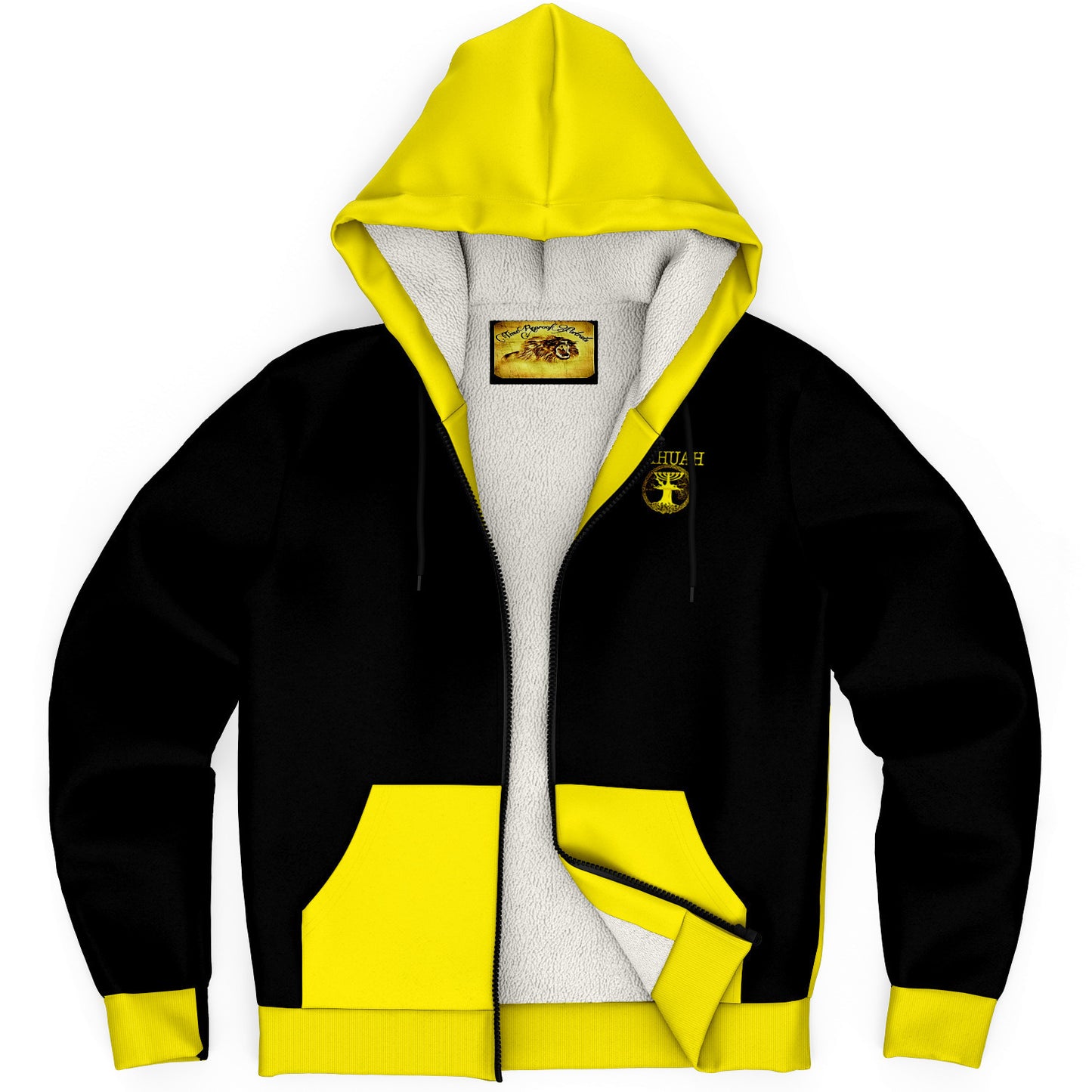 Yahuah-Tree of Life 02-01 Sudadera con capucha unisex de microfibra con cremallera completa 