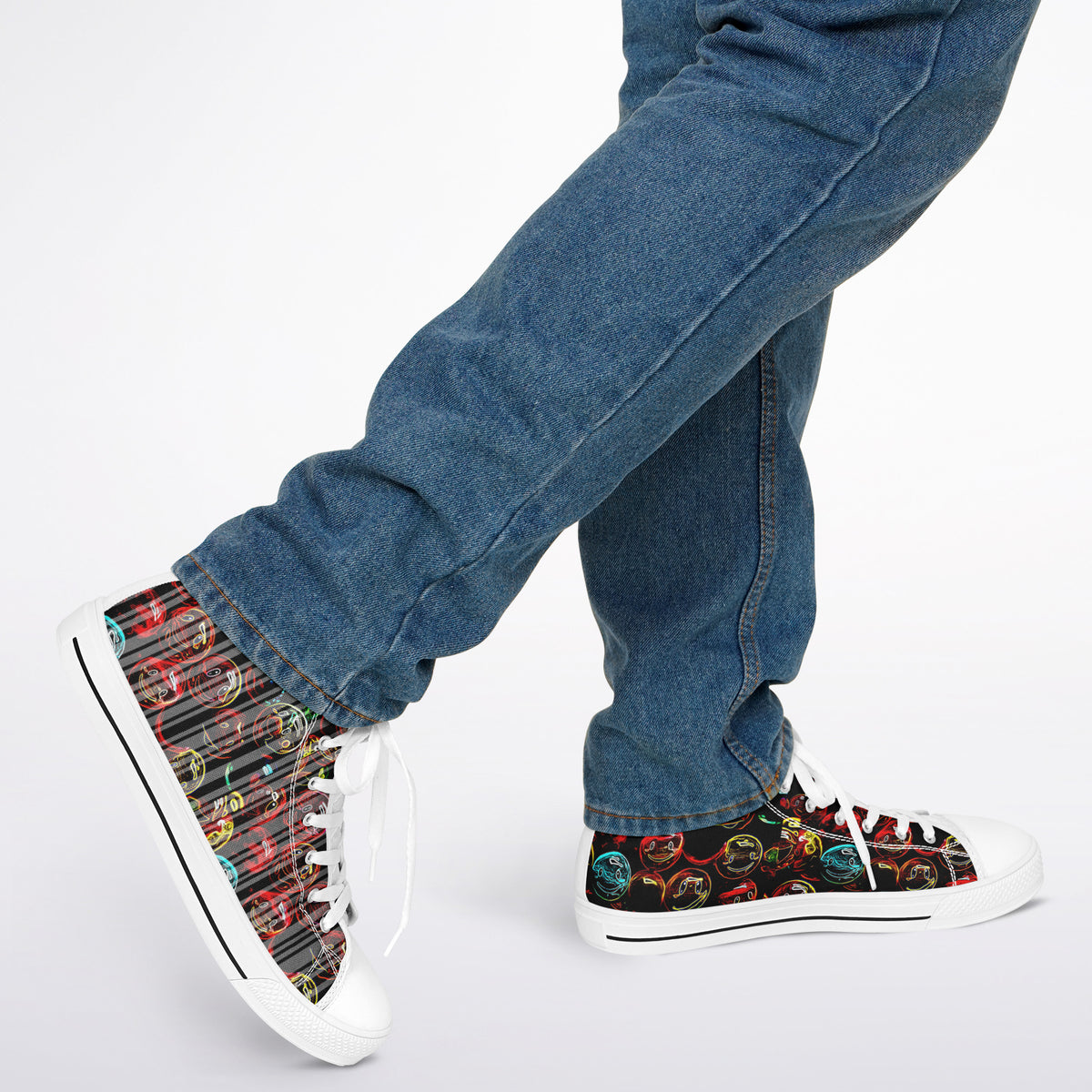 Lighten Up™ (01) — Faces of Gladness™ | Unisex High-Top Canvas Shoes