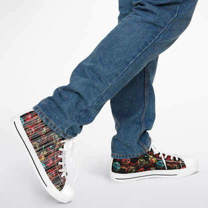 Lighten Up™ (01) — Faces of Gladness™ | Unisex High-Top Canvas Shoes