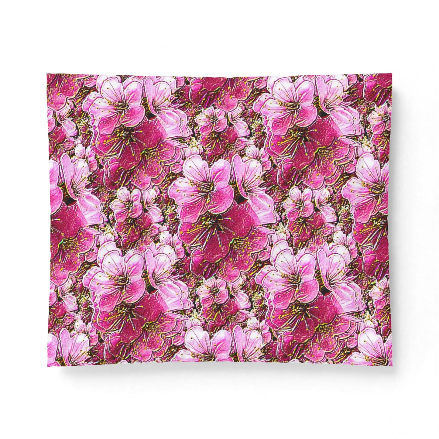 Electric Flora: Neon Sakura Cherry Blossoms Cotton Comforter