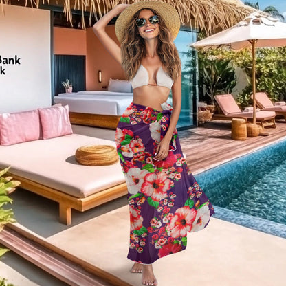 TRP Floral Prints (03): Hibiscus Flowers (01-01) "Argaman Vines" | Long Sarong