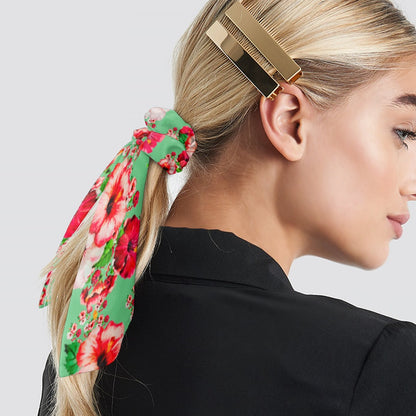 TRP Floral Prints (03): Hibiscus Flowers (01-02) "Deshe Abundance" | Satin Scarf Scrunchie
