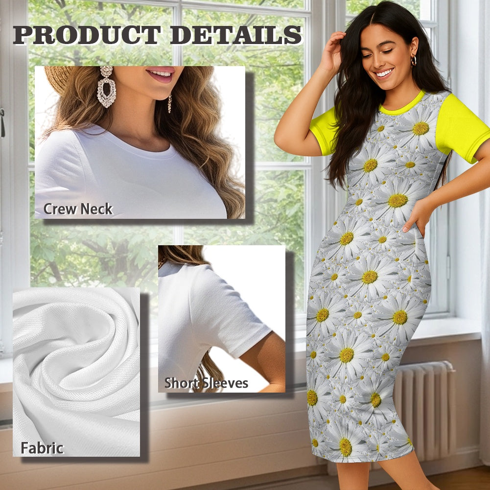 TRP Floral Prints (08): Charming English Daisies | Bodycon Midi Dress