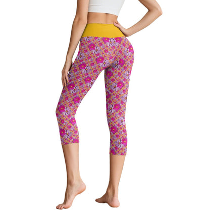 TRP Floral Prints (05): Classic Garden Cosmos (01) | High-Waisted Capri Yoga Leggings