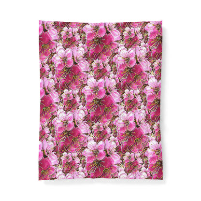 Electric Flora: Neon Sakura Cherry Blossoms Cotton Comforter