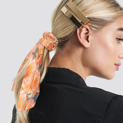 Floral Embosses (03-01): Apricot Bloom Essential | Satin Scarf Scrunchie