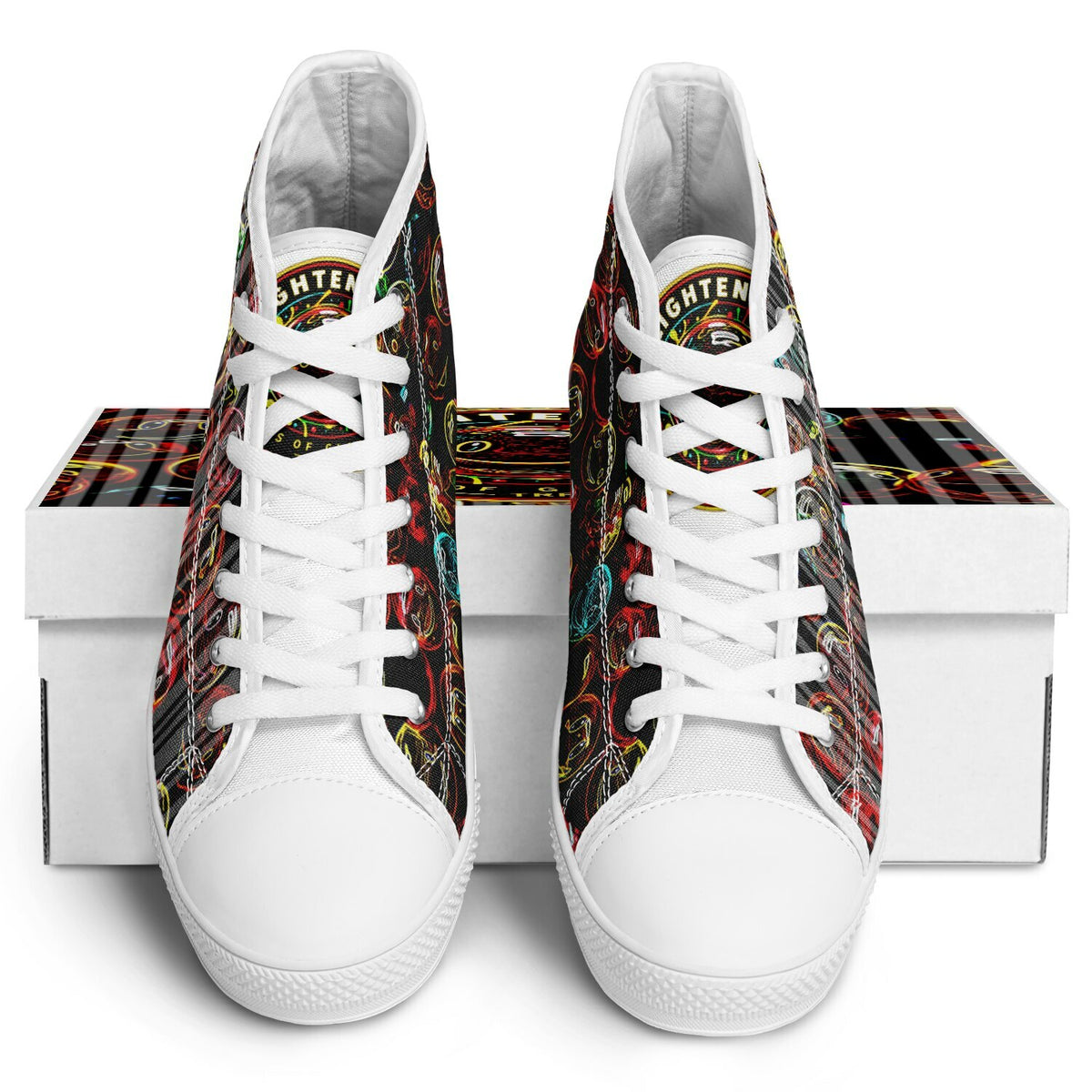 Lighten Up™ (01) — Faces of Gladness™ | Unisex High-Top Canvas Shoes