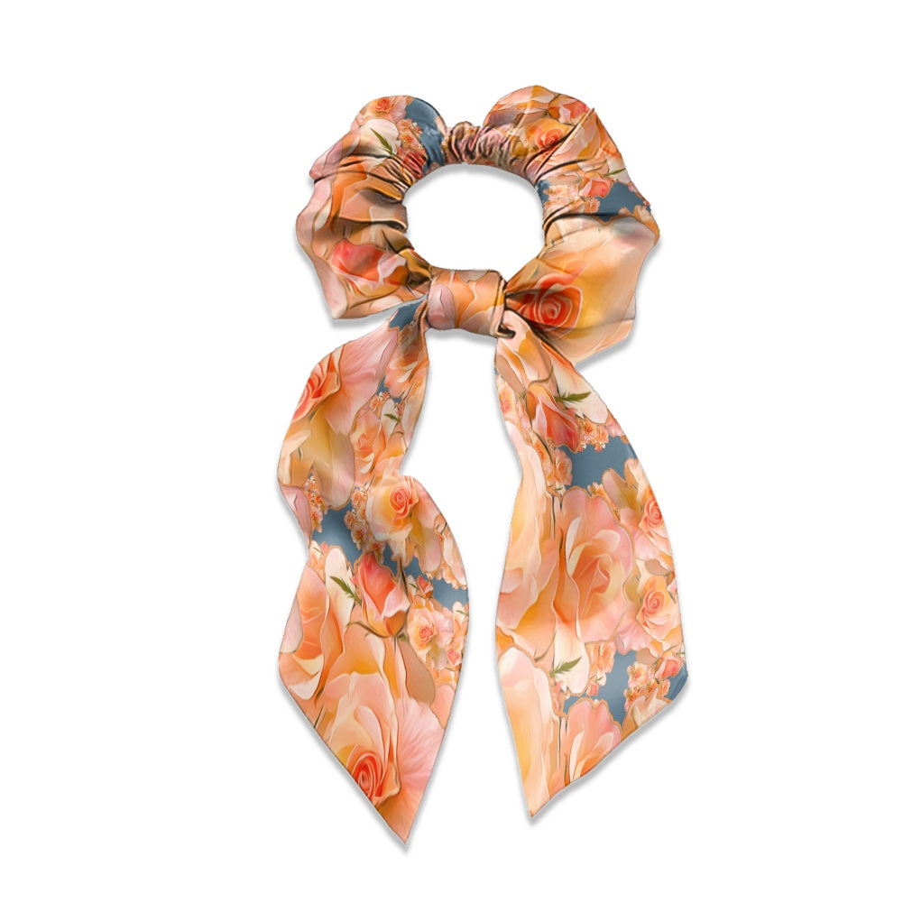 Floral Embosses (03-01): Apricot Bloom Essential | Satin Scarf Scrunchie