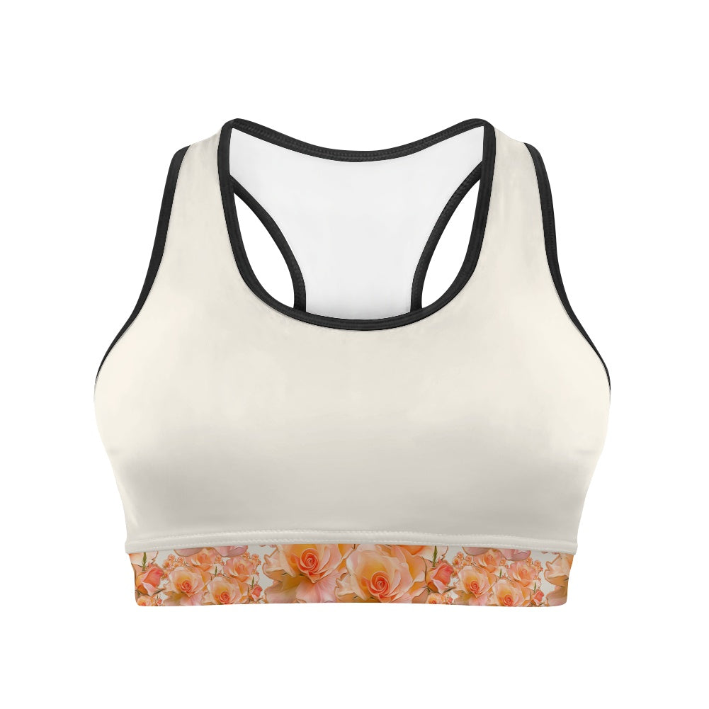 Floral Embosses (03-01): Apricot Bloom Essential | Sports Bra
