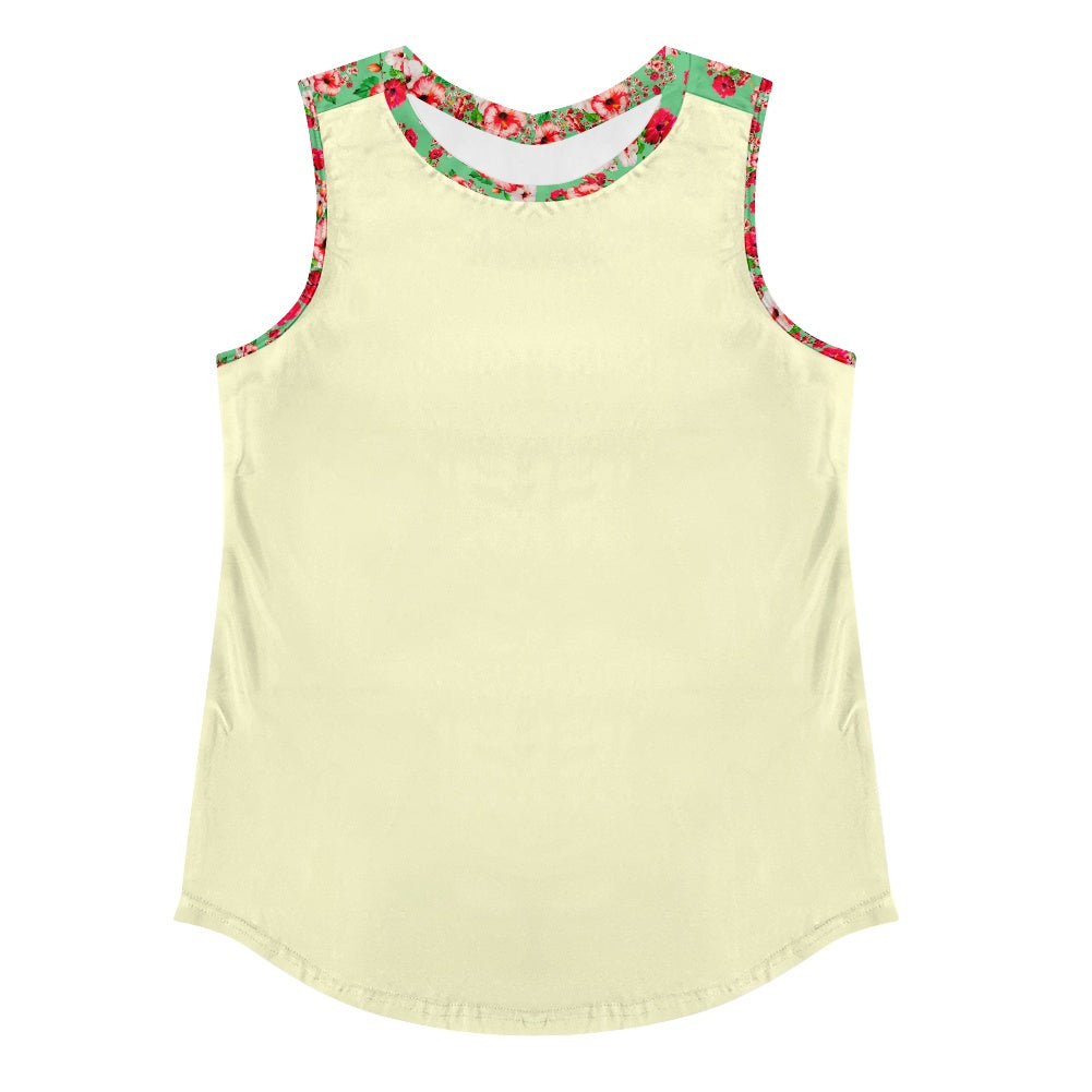 TRP Floral Prints (03): Hibiscus Flowers (01-02) "Deshe Abundance" | Muscle Tank | Cream