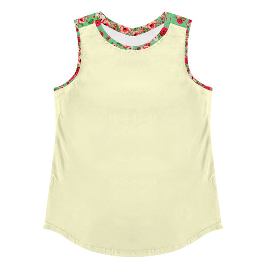 TRP Floral Prints (03): Hibiscus Flowers (01-02) "Deshe Abundance" | Muscle Tank | Cream