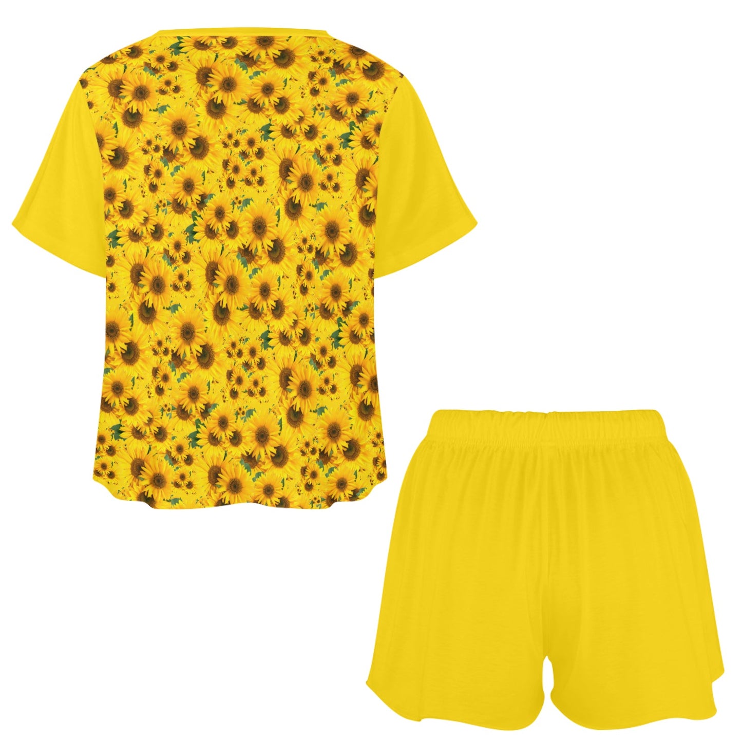 TRP Floral Prints (04): Sunflowers in Symmetry | Lounge T-Shirt & Shorts Set | 5 Colors