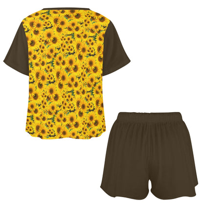 TRP Floral Prints (04): Sunflowers in Symmetry | Lounge T-Shirt & Shorts Set | 5 Colors