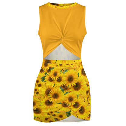 TRP Floral Prints (04): Sunflowers in Symmetry | Hip-Wrap Dress | 5 colors