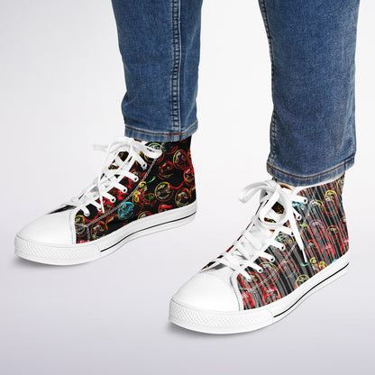 Lighten Up™ (01) — Faces of Gladness™ | Unisex High-Top Canvas Shoes