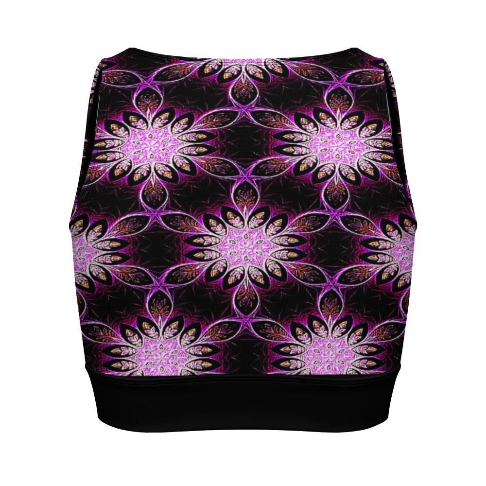 Geo-Graphic 01: Electric Petals Zip Front Sports Bra