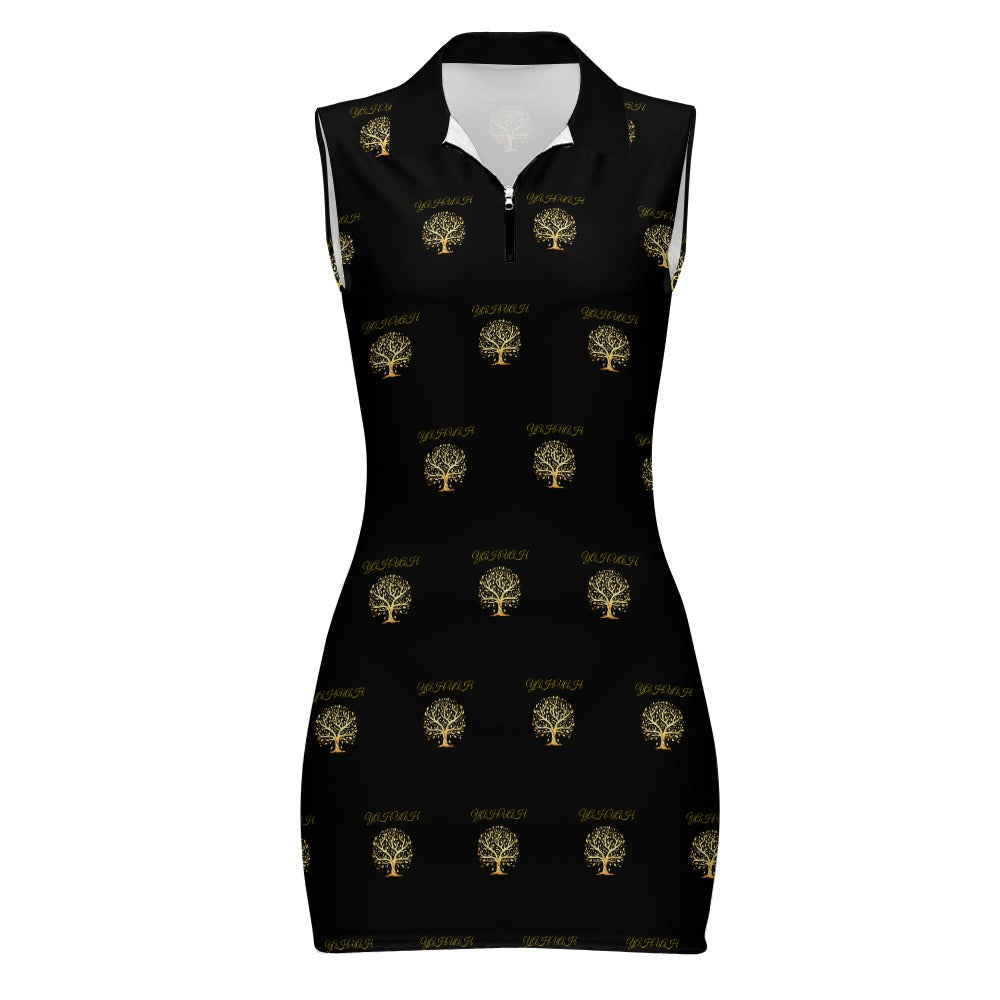 Yahuah: Tree of LIfe (01-01) | Sleeveless Mesh Zip Polo Dress (2 styles)
