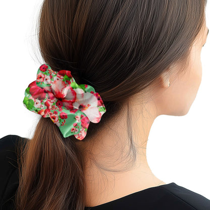 TRP Floral Prints (03): Hibiscus Flowers (01-02) "Deshe Abundance" | Satin Scrunchie