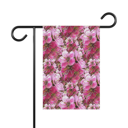 Electric Flora: Neon Sakura Cherry Blossoms Garden Flag