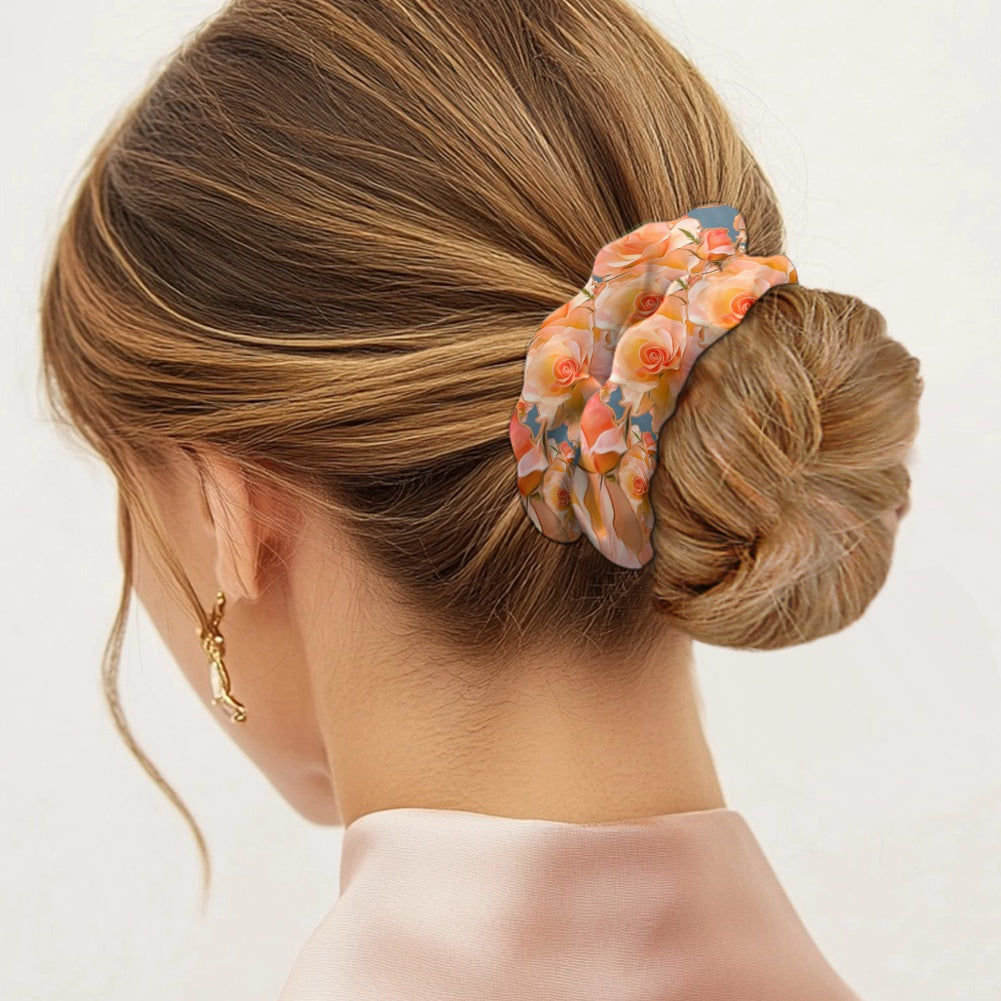 Floral Embosses (03-01): Apricot Bloom Essential | Satin Scrunchie