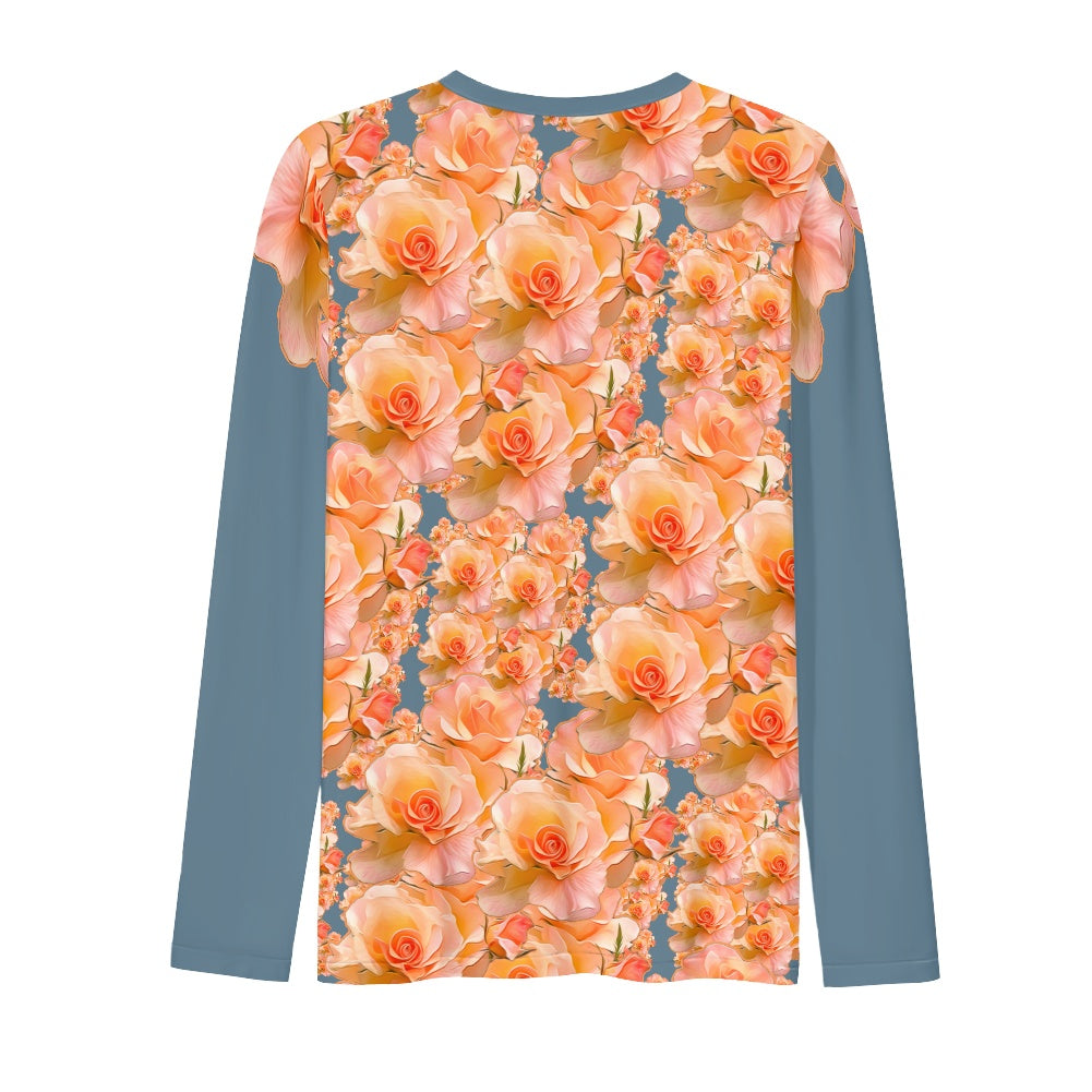 Floral Embosses (03-01): Apricot Bloom Essential | Women's Long Sleeve Tee