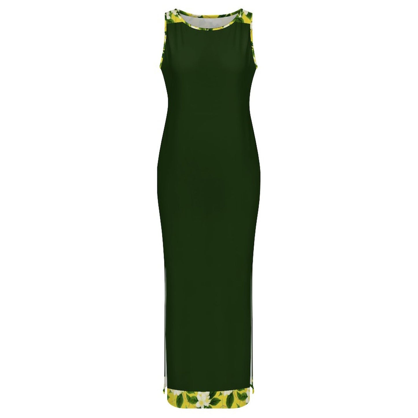 TRP Floral Prints (10): Graceful Jasmine Vine (01–01) | Fitted Sleeveless Slit Maxi Dress