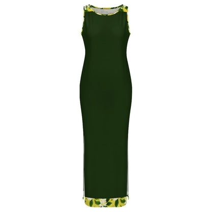 TRP Floral Prints (10): Graceful Jasmine Vine (01–01) | Fitted Sleeveless Slit Maxi Dress