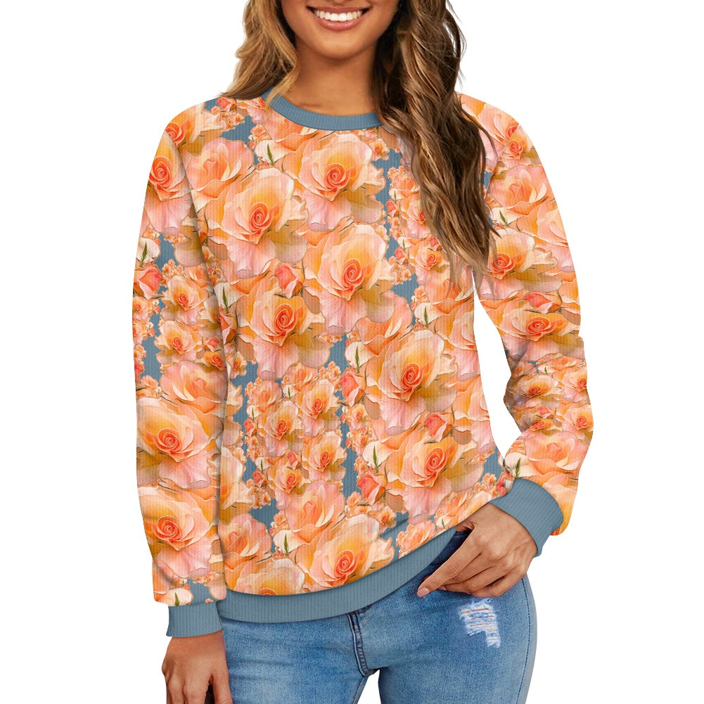 Floral Embosses (03-01): Apricot Bloom Essential | Women's Sweater