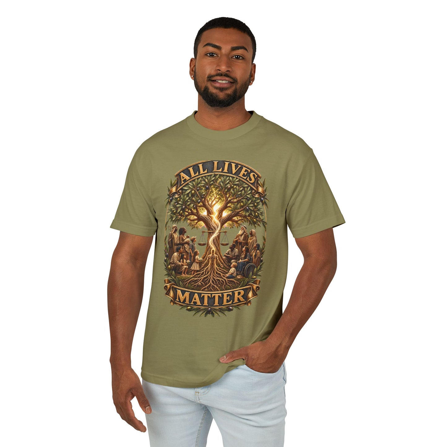 All Lives Matter™ (01) — One Breath, One Humanity™ & The Sevenfold Light™ |  American Apparel Unisex Garment-Dyed Heavyweight Cotton Tee
