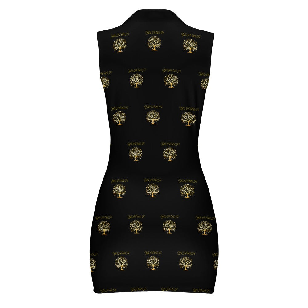 Yahuah: Tree of LIfe (01-01) | Sleeveless Mesh Zip Polo Dress (2 styles)