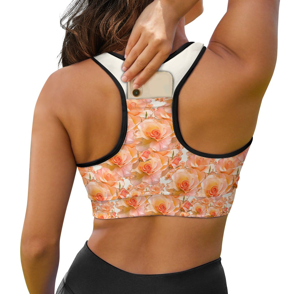 Floral Embosses (03-01): Apricot Bloom Essential | Sports Bra