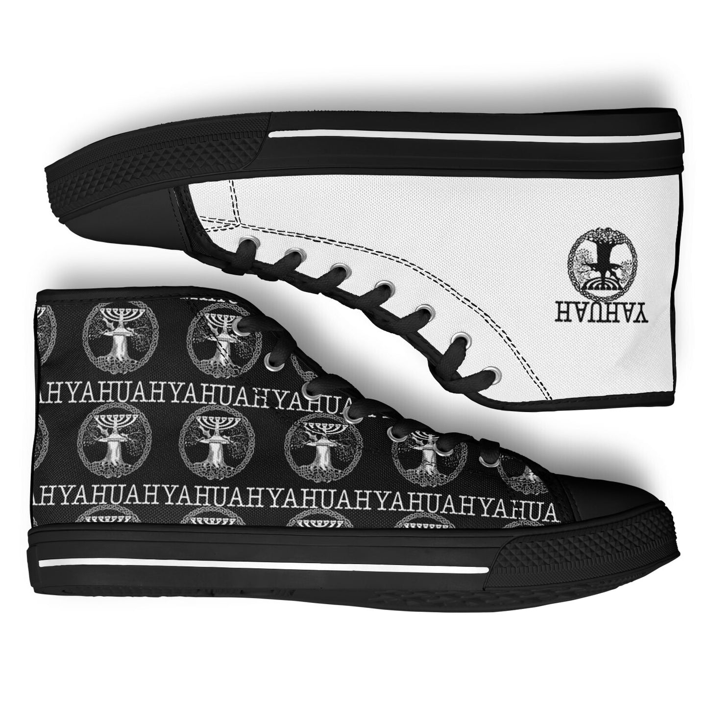Yahuah: Tree of Life (02-05) - The Dualism Refined | Unisex High Top Canvas Sneakers (Style 01)