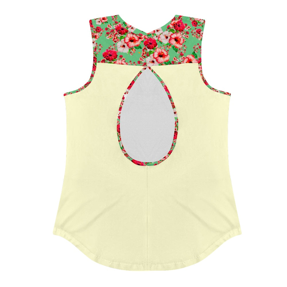 TRP Floral Prints (03): Hibiscus Flowers (01-02) "Deshe Abundance" | Muscle Tank | Cream