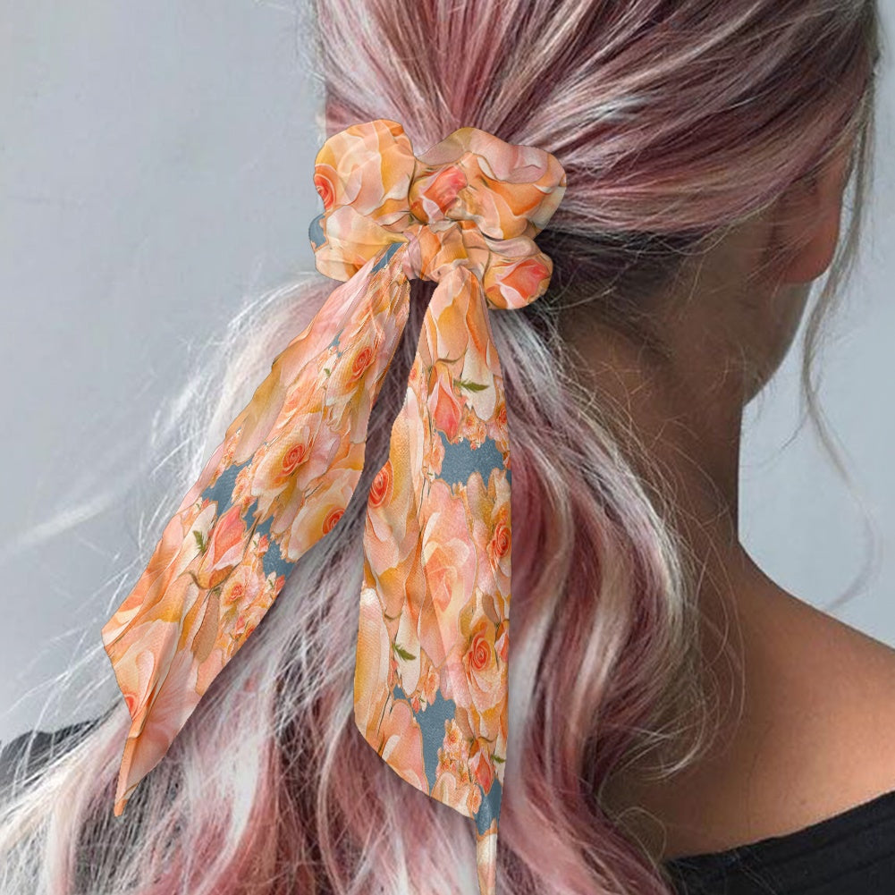 Floral Embosses (03-01): Apricot Bloom Essential | Satin Scarf Scrunchie