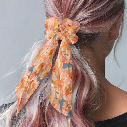 Floral Embosses (03-01): Apricot Bloom Essential | Satin Scarf Scrunchie