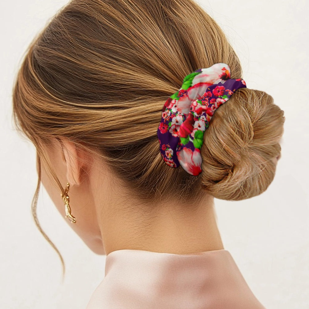 TRP Floral Prints (03): Hibiscus Flowers (01-01) "Argaman Vines" | Satin Scrunchie