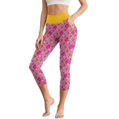 TRP Floral Prints (05): Classic Garden Cosmos (01) | High-Waisted Capri Yoga Leggings