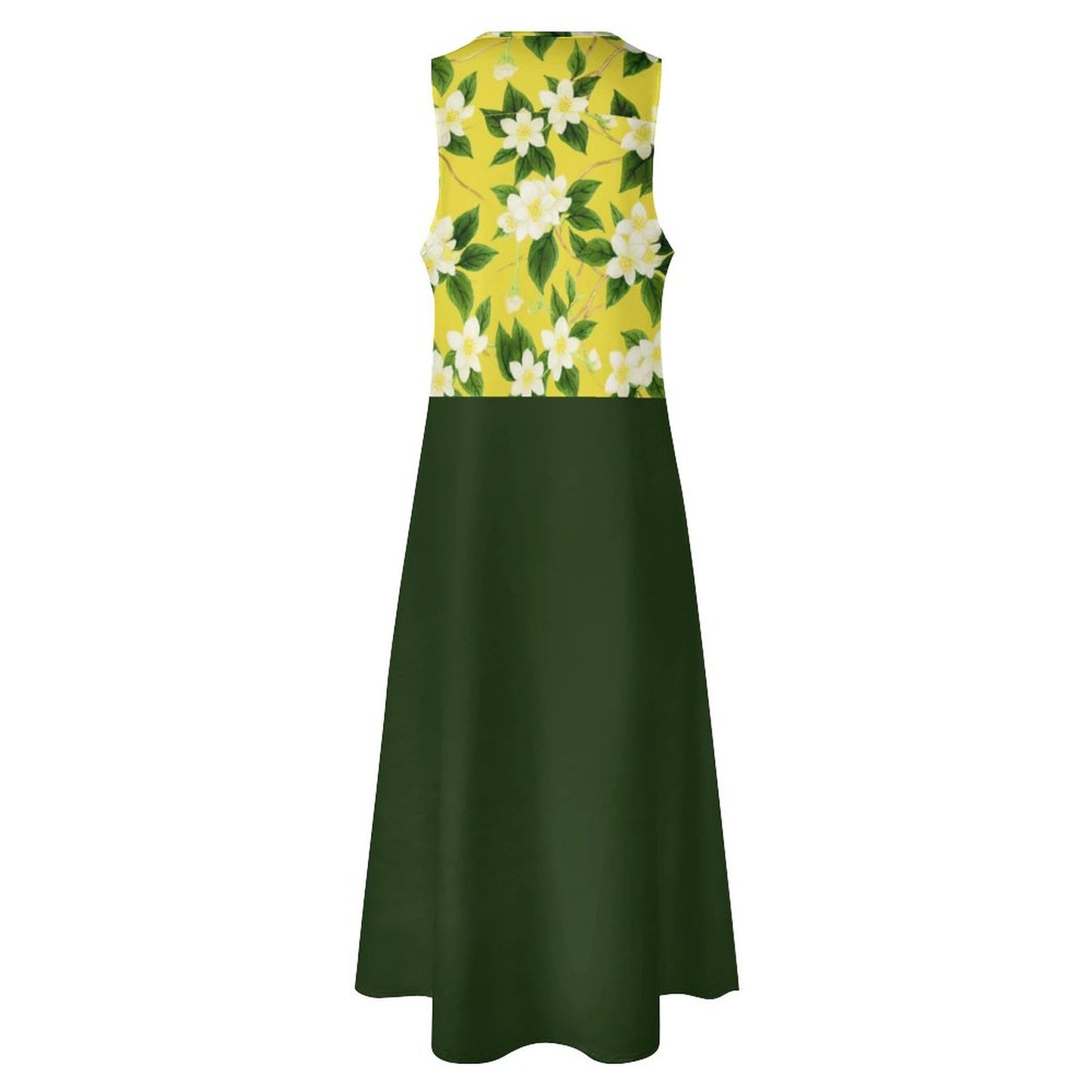 TRP Floral Prints (10): Graceful Jasmine Vine (01–01) | Two-Tone Sleeveless Maxi Dress