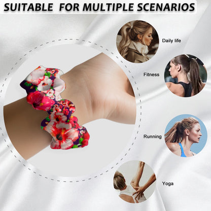 TRP Floral Prints (03): Hibiscus Flowers (01-01) "Argaman Vines" | Satin Scrunchie